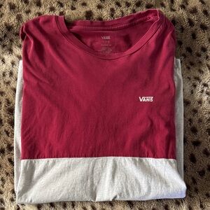 Vans Men's Short Sleeve Burgundy and Gray Tee